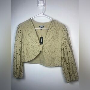 Express Women's Beige Eyelet Blouse